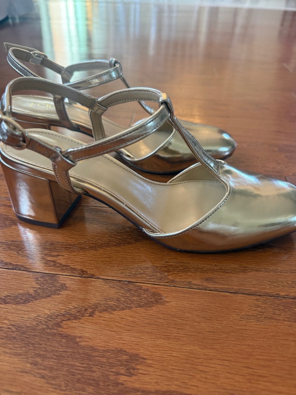 J. Crew gold t-strap heels - Picture 6 of 12